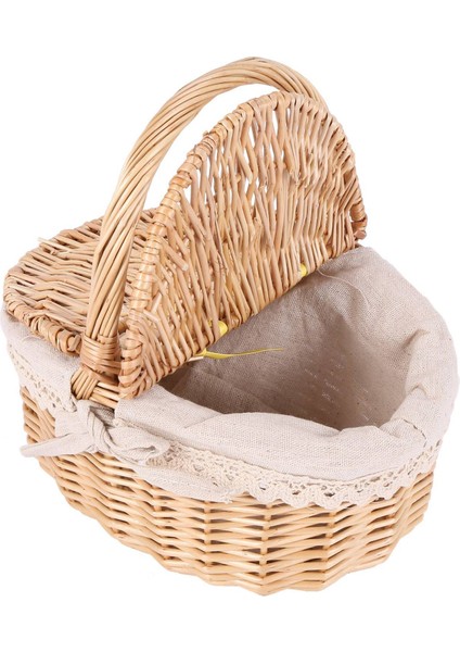 Çift Kapaklı Tutamaklı Piknik Sepeti ile 3x El Yapımı Hasır Sepet Depolama Bez Astarlı Sepet Sepeti Sepeti (Yurt Dışından) fiyatları