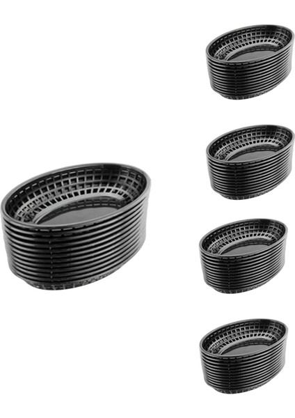 60 Adet Plastik Fast Food Sepetleri Oval Servis Tabağı Kahvaltı Tabakları Patates Kızartması Kek Ekmek Tepsisi Restoran (Yurt Dışından)