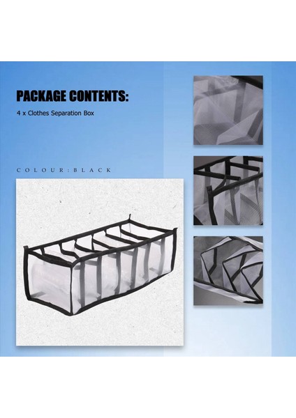 4pcs Gardırop Depolama Organizatörü Kot Bölme Depolama Kutusu Dolabı Katlanabilir Çekmece Giysileri Organizatör Örgü Siyah (Yurt Dışından) indirimleri