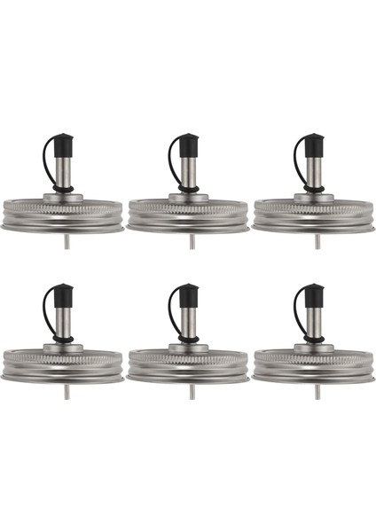 6pcs Paslanmaz Çelik 70MM Normal Ağız Kavanoz Pok Kaplama Kapakları Zeytinyağı Için Plastik Kapaklarla Kokteyl Dispenser (Yurt Dışından)
