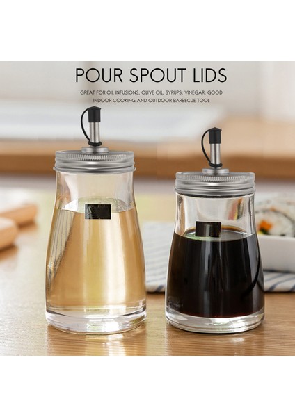 6pcs Paslanmaz Çelik 70MM Normal Ağız Kavanoz Pok Kaplama Kapakları Zeytinyağı Için Plastik Kapaklarla Kokteyl Dispenser (Yurt Dışından) modelleri