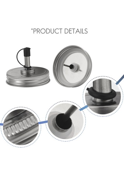 6pcs Paslanmaz Çelik 70MM Normal Ağız Kavanoz Pok Kaplama Kapakları Zeytinyağı Için Plastik Kapaklarla Kokteyl Dispenser (Yurt Dışından) indirimleri