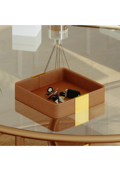 Deri Masaüstü Depolama Tepsisi Kare Depolama Anahtarı Tepsi Avrupa Takı Deri Çekmece (Yurt Dışından) modelleri