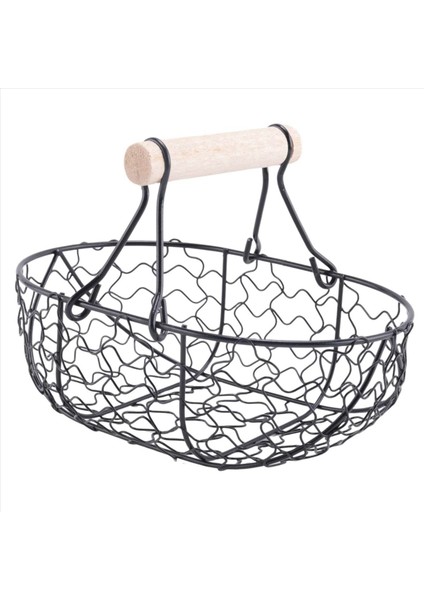 4x Ahşap Tutar Metal Retro Sepet Taşınabilir Çok Functurm Bitkisel Meyve Yumurtası Yiyecekleri Pratik Depolama Sepeti Siyah (Yurt Dışından) modelleri