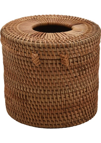 2x Yuvarlak Rattan Doku Kutusu Vine Rulo Tutucu Kapak Dispenseri Barthroom Ev Otel ve Ofis Için (Yurt Dışından) modelleri