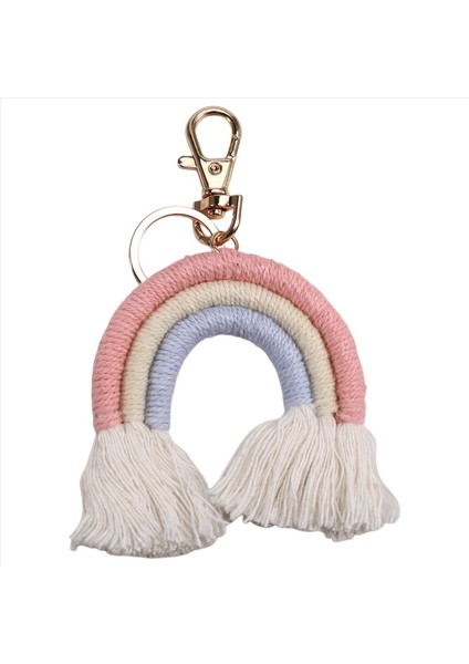 Kadınlar Için Dokuma Gökkuşağı Anahtarlıkları Boho El Yapımı Anahtar Tutucu Keyping Macram (Yurt Dışından) modelleri