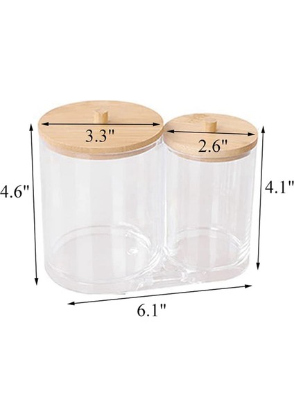 Bambu Kapaklı 2x Pamuklu Çubuk Pedler Tutucu Akrilik Qtıp Tutucu Pamuk Tomurcukları Top Dağıtıcı Pamuk Yuvarlak Ped (Yurt Dışından) modelleri