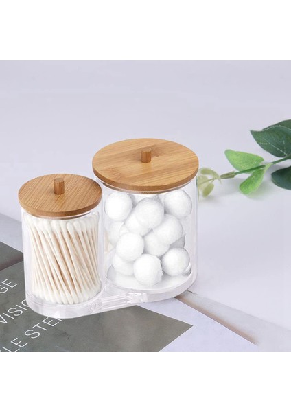 Bambu Kapaklı 2x Pamuklu Çubuk Pedler Tutucu Akrilik Qtıp Tutucu Pamuk Tomurcukları Top Dağıtıcı Pamuk Yuvarlak Ped (Yurt Dışından) indirimleri