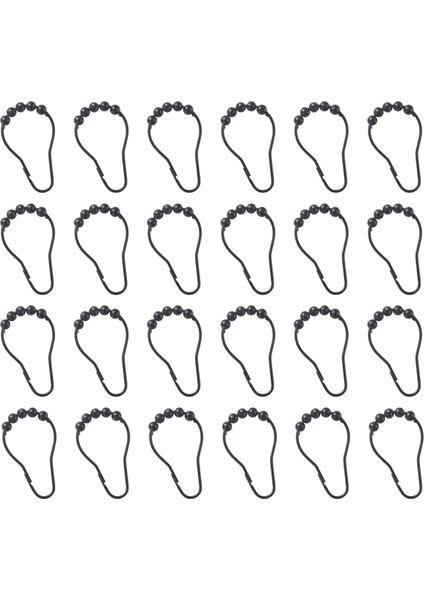 Duş Perdesi Kancaları Halkalar Metal Duş Perdesi Kancalar Banyo Duş Çubukları Için Perdeler 24 Siyah Set (Yurt Dışından)