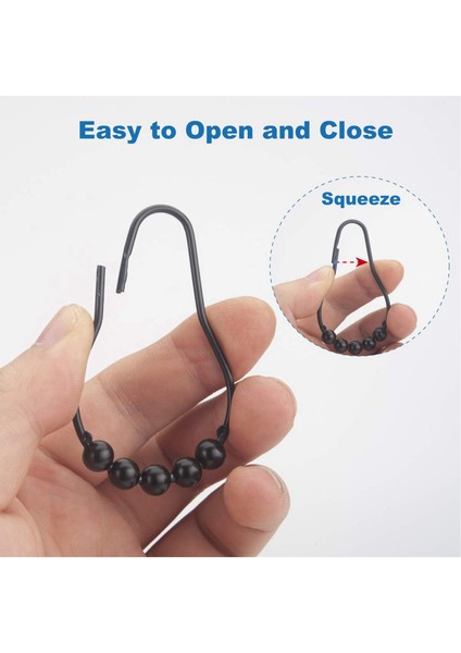 Duş Perdesi Kancaları Halkalar Metal Duş Perdesi Kancalar Banyo Duş Çubukları Için Perdeler 24 Siyah Set (Yurt Dışından) fiyatları