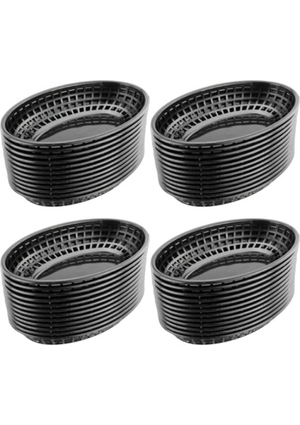 48 Pcs Plastik Fast Food Sepetleri Oval Servis Tabağı Kahvaltı Tabakları Patates Kızartması Kek Ekmek Tepsi Restoranı (Yurt Dışından)