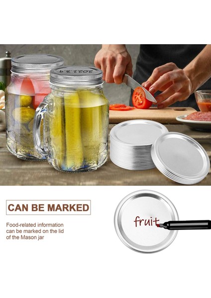 100 Adet Normal Ağız 70MM Kavanoz Konserve Kapakları Yeniden Kullanılabilir Sızıntı Geçirmez Bölünmüş Tip Gümüş Kapaklar Silikon Contalar Halka Halkalar (Yurt Dışından) fırsatları