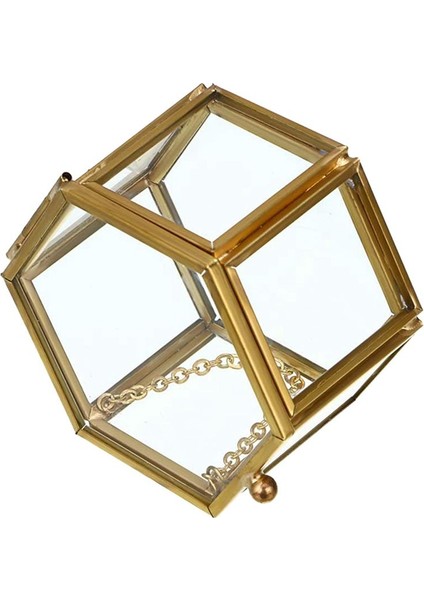 5x Cam Vintage Mücevher Kutusu Altın Geometrik Takı Ekran Organizatör Kutusu Ev Dekoratif Kutusu (Küçük) (Yurt Dışından) modelleri