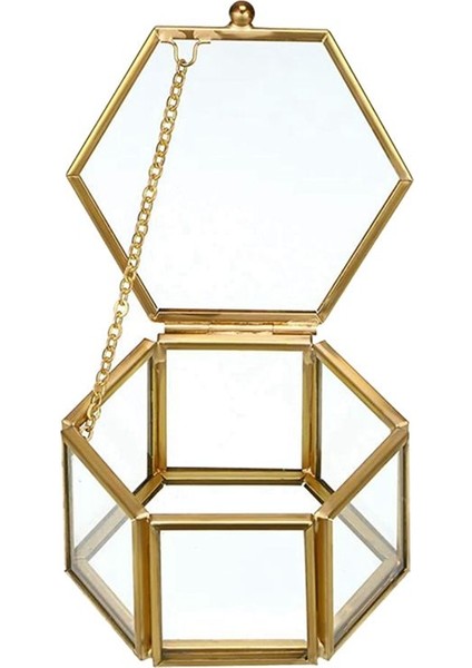 5x Cam Vintage Mücevher Kutusu Altın Geometrik Takı Ekran Organizatör Kutusu Ev Dekoratif Kutusu (Küçük) (Yurt Dışından) fırsatları