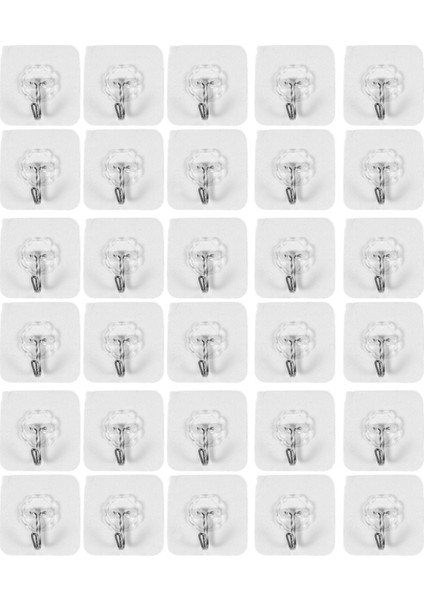 30 Paket Yeniden Kullanılabilir Yapışkan Kancalar Çiziksiz Su Geçirmez ve Yağ Geçirmez Şeffaf Ağır Hizmet Tipi Duvar Kancaları (Yurt Dışından)