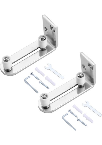 2x Modern Krom Sürgülü Barn Kapı Zemin Kılavuzu Top Yatakları Tüm Boyut Kapısı Için Ayarlanabilir Kalma Silindir Duvar Montajı Sistemi (Yurt Dışından)