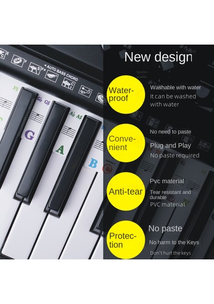 Piyano Klavye Çıkartmaları Grand/electric Piyano 88 Anahtarlar Stave Notasyon Not Şerit Etiket Yeni Başlayanlar Öğrencileri Için Sembol (Yurt Dışından) modelleri