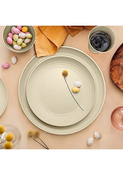 Akşam Yemeği Setleri Kamp Sofra Takımları Yemek Setleri 4 (28 Adet) Piknik Kamp Partisi Parti Yemek Tabağı Kupa Bıçak Takımı Seti Bej (Yurt Dışından) fırsatları