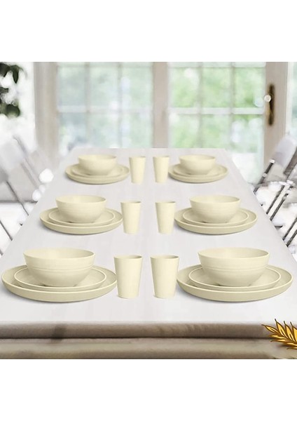 Akşam Yemeği Setleri Kamp Sofra Takımları Yemek Setleri 4 (28 Adet) Piknik Kamp Partisi Parti Yemek Tabağı Kupa Bıçak Takımı Seti Bej (Yurt Dışından) indirimleri