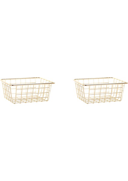 2x Depolama Sepeti Düz Renkli Ev Demir Sepet Depolama Kutusu Yatak Odası Banyo Altın S (Yurt Dışından)