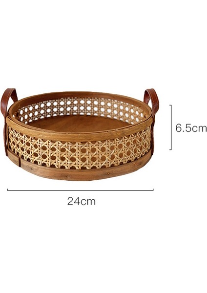 Rattan Dokuma Depolama Sepeti Ev Oturma Odası Yuvarlak Meyve Ekmeği Için Tepsiye Yerleştirme Tepsisi Nefes Alabilir Masaüstü Organizatör -Brown (Yurt Dışından) fırsatları
