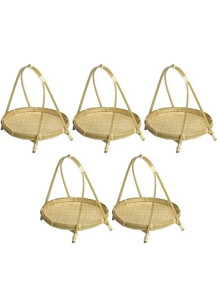 5x Bambu Dokuma Saman Sepetleri Katman Raf Hasır Meyve Depolama Mutfak Yuvarlak Plaka Dekorasyon Stand Tek Katman (Yurt Dışından) fiyatları