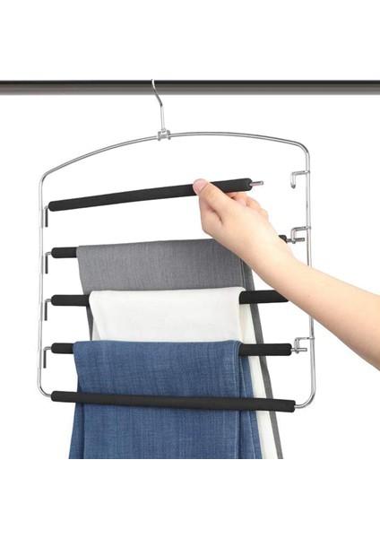 4x Pantolon Askılar 5 Katmanlar Metal Saf Sihirli Askılar Slip Slip Foot Donandalı Yastıklı Salıncak Arması Uzay Tasarrufu Askı (Yurt Dışından) fiyatları