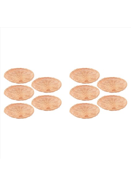 10 Adet Bambu Kağıt Plaka Tutucu - 10 Inç Yuvarlak Dokuma Plaka Tutucu Piknik Partisi Için Yeniden Kullanılabilir Kağıt Plaka Tutucuları (Yurt Dışından)