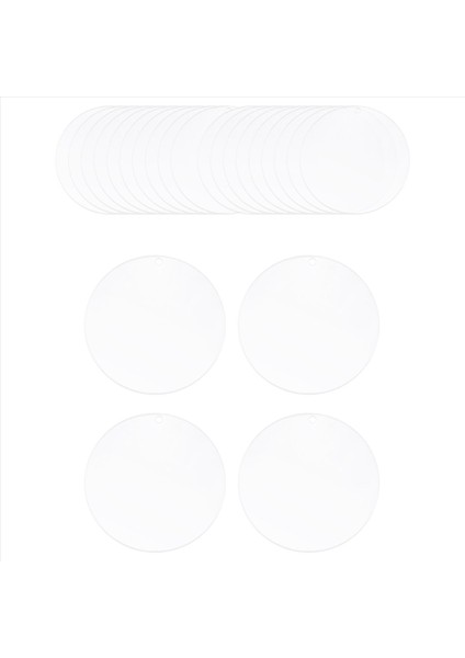 24 Adet 3 Inç Akrilik Anahtarlık Boşluklar Dıy Anahtarlık Için Delik Daire Diskleri ile Açık Disk Süsleri Boşluklar (Yurt Dışından)