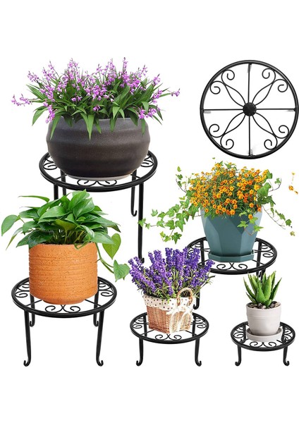 5 Paket Metal Bitki Dış ve Iç Mekan Bitkileri Için Stand Ağır Hizmet Saksı Birden Fazla Bitki Pas Geçirmez (Yurt Dışından)