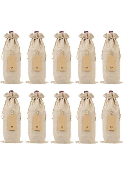 Çuval Bezi Şarap Çantaları Şarap Çantaları Drawstrings Tek Yeniden Kullanılabilir Şarap Şişesi Kapakları Halat ve Etiketler (40 Pc) (Yurt Dışından) modelleri