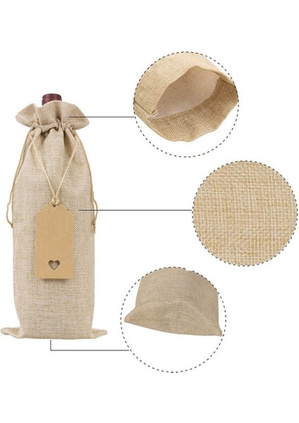 Çuval Bezi Şarap Çantaları Şarap Çantaları Drawstrings Tek Yeniden Kullanılabilir Şarap Şişesi Kapakları Halat ve Etiketler (40 Pc) (Yurt Dışından) fırsatları