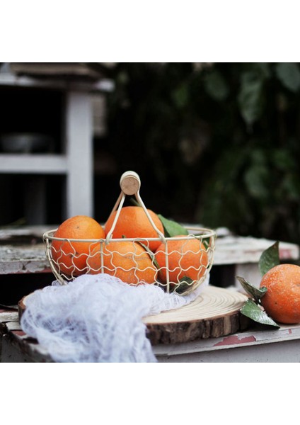 3x Ahşap Tutar Metal Retro Sepet Taşınabilir Çok Functurm Bitkisel Meyve Yumurtası Yiyecekleri Pratik Depolama Sepeti Beyaz (Yurt Dışından) fiyatları