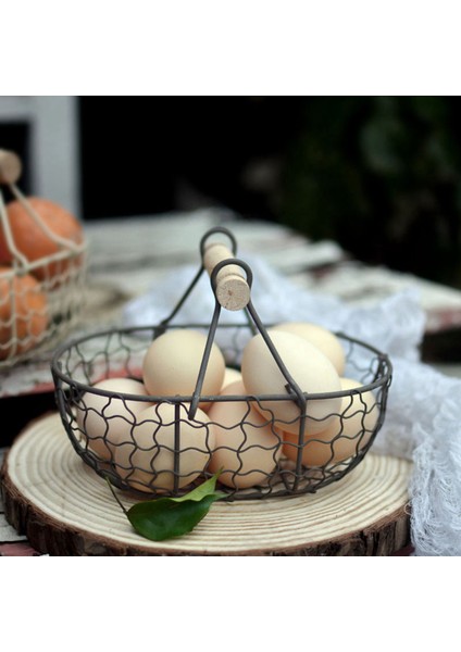 3x Ahşap Tutar Metal Retro Sepet Taşınabilir Çok Functurm Bitkisel Meyve Yumurtası Yiyecekleri Pratik Depolama Sepeti Beyaz (Yurt Dışından) modelleri