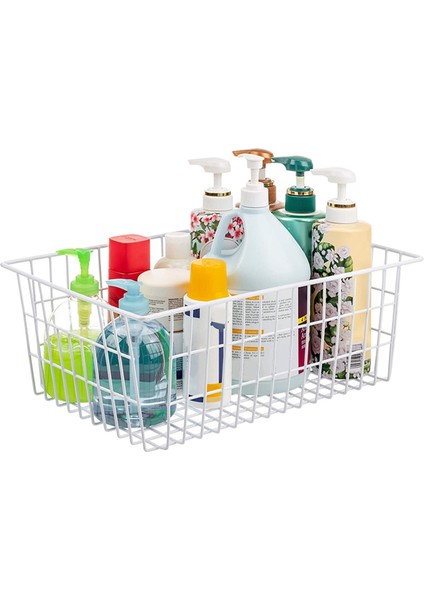 8 Paket Tel Depolama Sepetleri Çiftlik Evi Metal Tel Sepet Dondurucu Depolama Organizatör Kutuları Kulplu (Beyaz) (Yurt Dışından) modelleri