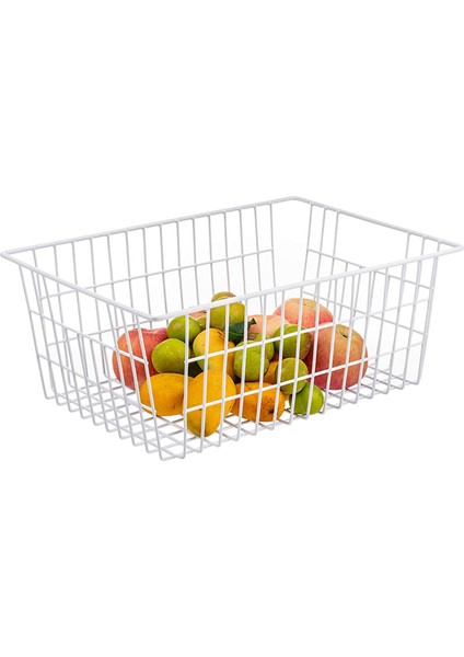 8 Paket Tel Depolama Sepetleri Çiftlik Evi Metal Tel Sepet Dondurucu Depolama Organizatör Kutuları Kulplu (Beyaz) (Yurt Dışından) fırsatları