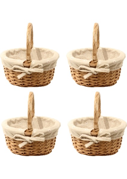 4x El Dokuması Hasır Sepet Simülasyonu Çiçek Sepeti Tek Saplı Küçük Çiçek Sepeti El Sepeti (Yurt Dışından)