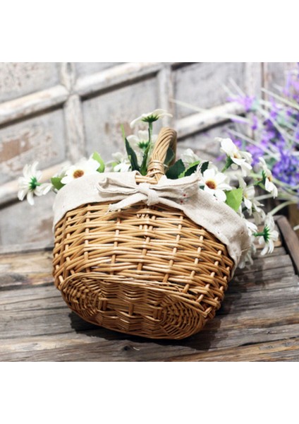 4x El Dokuması Hasır Sepet Simülasyonu Çiçek Sepeti Tek Saplı Küçük Çiçek Sepeti El Sepeti (Yurt Dışından) fırsatları