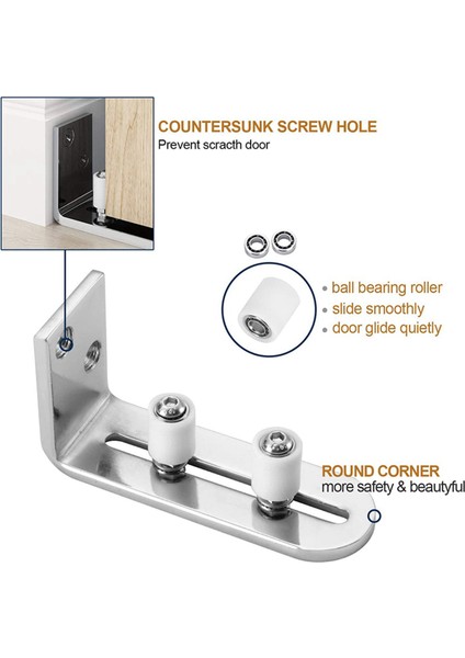 2x Modern Krom Sürgülü Barn Kapı Zemin Kılavuzu Top Yatakları Tüm Boyut Kapısı Için Ayarlanabilir Kalma Silindir Duvar Montajı Sistemi (Yurt Dışından) fırsatları