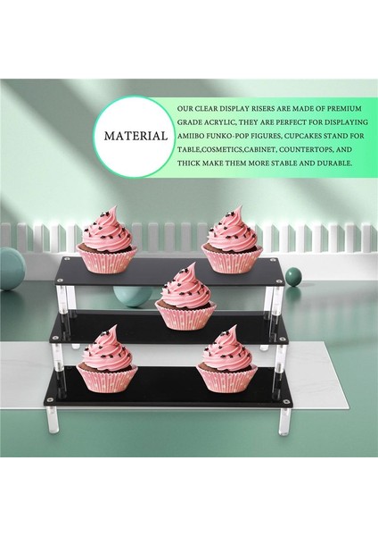 3 Katmanlı Akrilik Cupcake Ekran Standı Koleksiyon Organizatör Rafı Tatlılar ve Kozmetik Ürünleri Ekran Yükselticileri (Yurt Dışından) modelleri