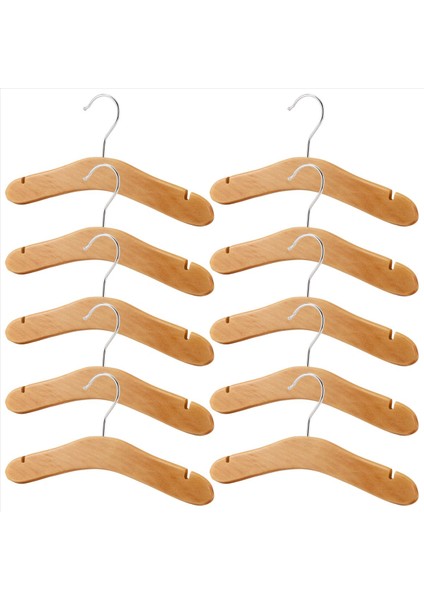 Ahşap Bebek Askıları Çocuk Askıları Çocuklar Için Çentikli Omuz Tasarımı Dekorasyon Askısı 10 Paket Küçük (Yurt Dışından)