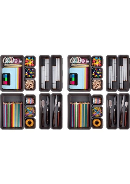 24 Paket Masa Çekmecesi Organizatör Tepsi Bölmecileri Plastik Depolama Kutuları Konteyner Mutfak Banyo Ofis Yatak Odası Makyajı (Yurt Dışından)