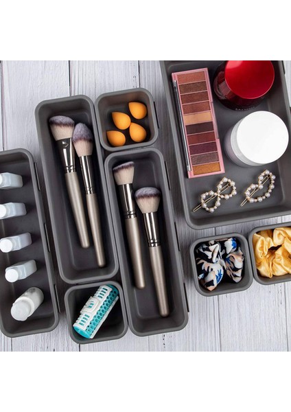 24 Paket Masa Çekmecesi Organizatör Tepsi Bölmecileri Plastik Depolama Kutuları Konteyner Mutfak Banyo Ofis Yatak Odası Makyajı (Yurt Dışından) fırsatları