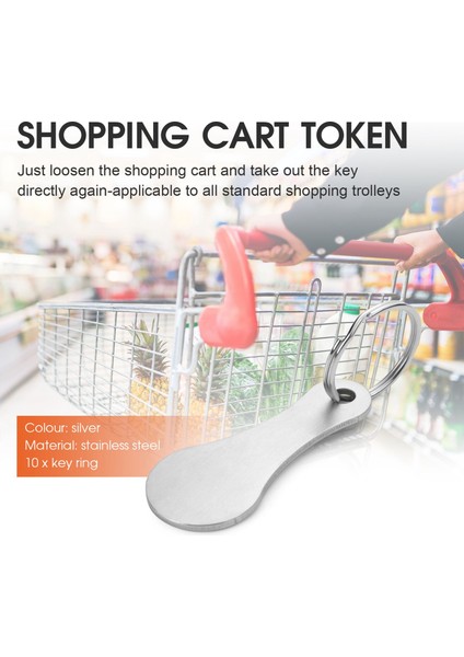 Anahtar Halka-Cans Olarak 10 Adet Paslanmaz Çelik Alışveriş Arabası Çıkarıcı Dükkalanan Arabası Jetonu Doğrudan Ayrılabilir (Yurt Dışından) fırsatları