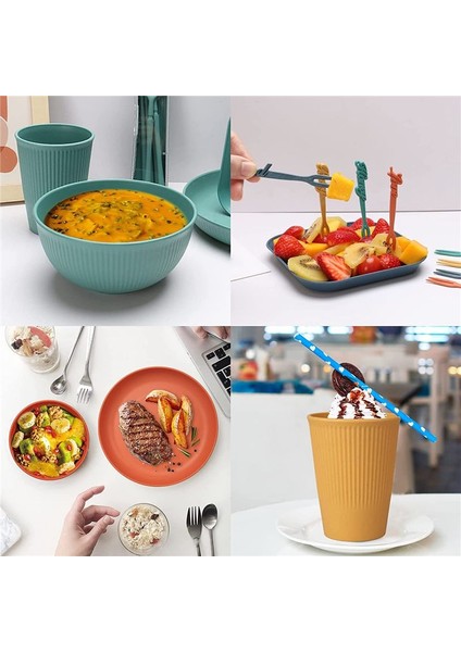 48 Adet Kırılamaz Yemek Takımı 4 Kişi Kamp Tabakları ve Kaseler Seti Piknik Yemeği Setleri Plaka Servis Setleri (Yurt Dışından) fırsatları