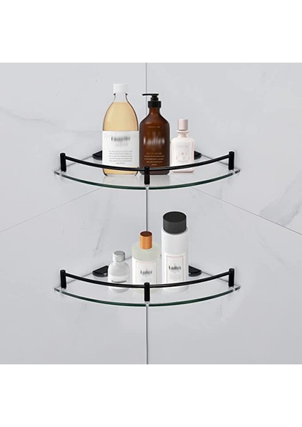 2x Banyo Rafları Banyo Cam Köşe Raf Duvarı Monte Duş Jeli/soap-A Depolamak Için Temperli Cam Raf (Yurt Dışından) fiyatları