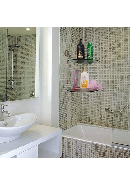 2x Banyo Rafları Banyo Cam Köşe Raf Duvarı Monte Duş Jeli/soap-A Depolamak Için Temperli Cam Raf (Yurt Dışından) fırsatları