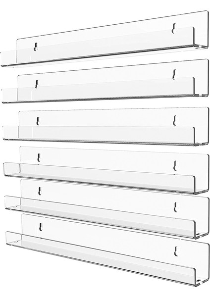 6pcs Akrilik Açık Yüzen Kitaplık Görünmez Duvara Monte Kitaplık Modern Resim Ekran Oyuncak Organizatör Kayıt Rafı (Yurt Dışından)