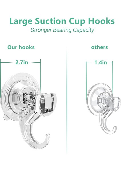 2x Büyük Şeffaf Yeniden Kullanılabilir Ağır Hizmetli Vakum Kupası Kancası (Yurt Dışından) modelleri