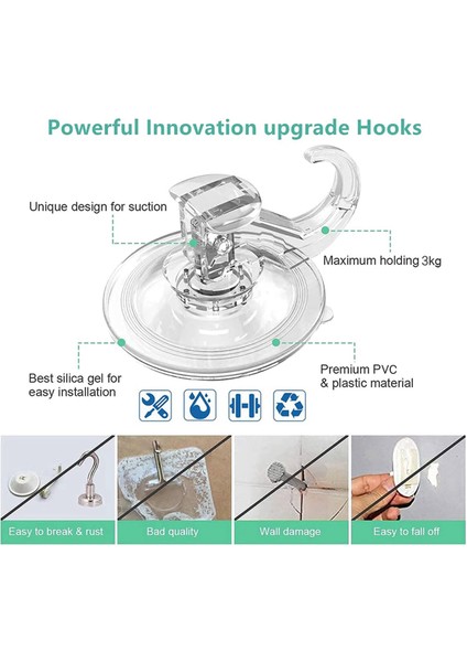 2x Büyük Şeffaf Yeniden Kullanılabilir Ağır Hizmetli Vakum Kupası Kancası (Yurt Dışından) fırsatları